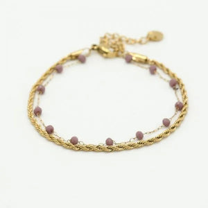 Doppeltes Armband Gold/lila