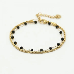 Doppeltes Armband Gold/schwarz