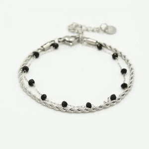 Doppeltes Armband Silber/schwarz