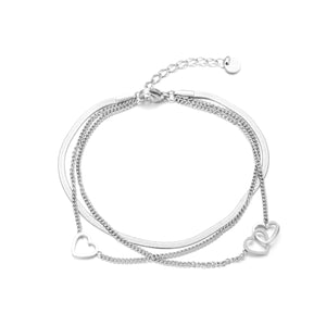 Dreischichtiges Herzdesign Armband Silber