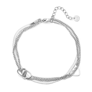 Dreischichtiges Herzdesign Armband Silber