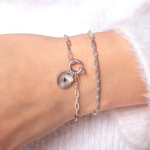 Armband mit Münze und Perle Silber