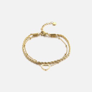 Armband gedrehtes Herz Gold