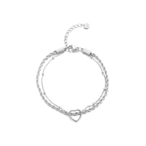 Armband gedrehtes Herz Silber