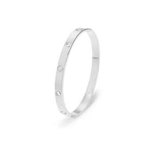 Bangle Stein Kleeblatt Silber