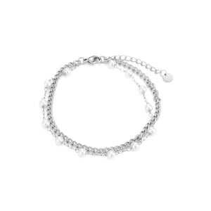 Zweischichtiges Perlenarmband Silber