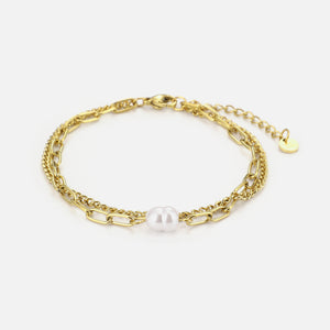 Zweischichtiges Armband Perle Gold