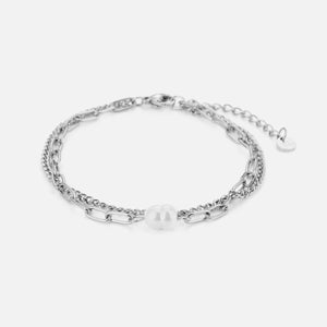 Zweischichtiges Armband Perle Silber