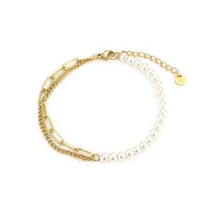 Perlenarmband zweifarbig Gold