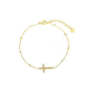 Armband Kreuz Strass Gold