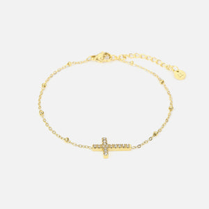 Armband Kreuz Strass Gold