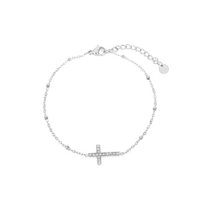 Armband Kreuz Strass Silber