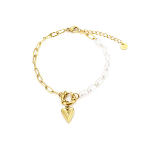 Lux Perlenarmband goldenem Herzchen