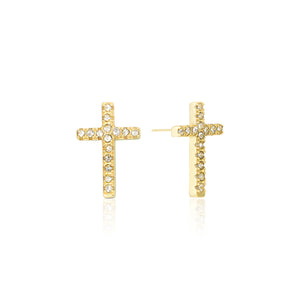 Ohrstecker Kreuz Strass Gold