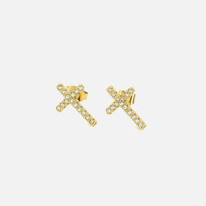 Ohrstecker Kreuz Strass Gold