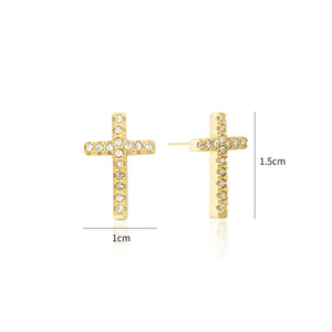 Ohrstecker Kreuz Strass Gold