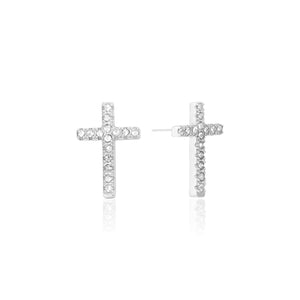 Ohrstecker Kreuz Strass Silber