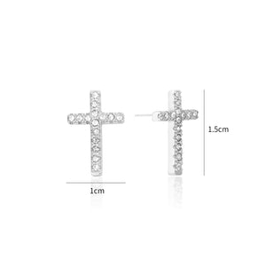 Ohrstecker Kreuz Strass Silber