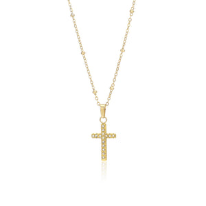 Halskette Kreuz Strass Gold