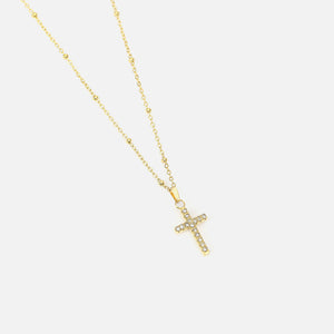 Halskette Kreuz Strass Gold