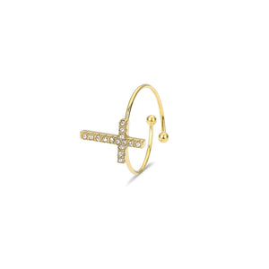 Ring Kreuz Strass Gold