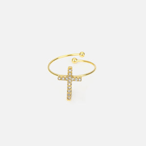 Ring Kreuz Strass Gold