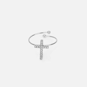 Ring Kreuz Strass Silber