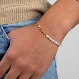 Perlenarmband zweifarbig Gold