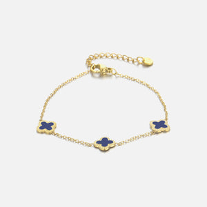 Armband Kleeblätter Gold/blau