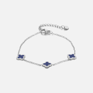 Armband Kleeblätter Silber/blau