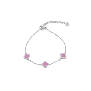 Armband Kleeblätter Silber/rosa