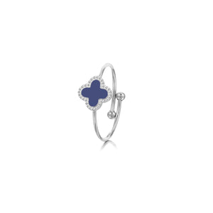 Ring Kleeblatt Silber/blau