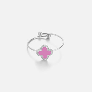 Ring Kleeblatt Silber/rosa