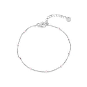 Silberarmband mit rosa Kugeln