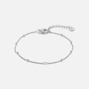 Silberarmband mit rosa Kugeln