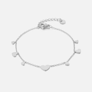 Armband mit mehreren Herzanhängern Silber