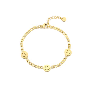 Gliederarmband mit Smileys Gesichtern Gold