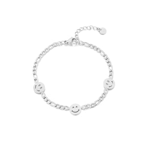 Gliederarmband mit Smiley Gesichtern Silber