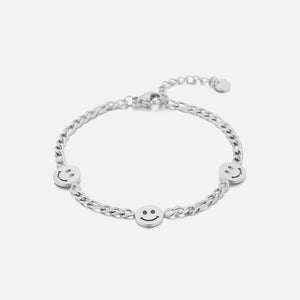 Gliederarmband mit Smiley Gesichtern Silber