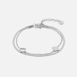 Zweischichtiges Kleeblatt Armband Silber