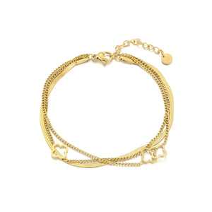 Dreischichtiges Kleeblatt Armband Gold
