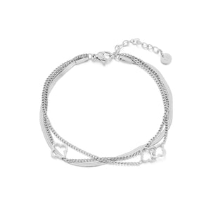 Dreischichtiges Kleeblatt Armband Silber