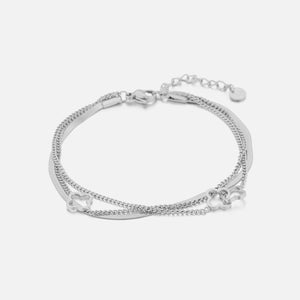 Dreischichtiges Kleeblatt Armband Silber