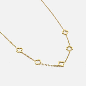 Halskette offene Kleeblätter Gold