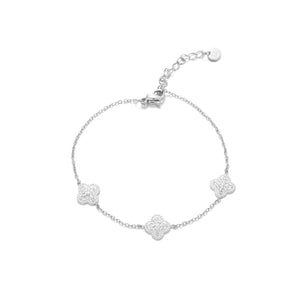 Armband Kleeblätter Strass Silber