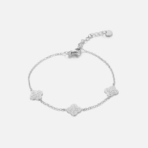 Armband Kleeblätter Strass Silber