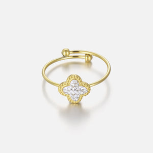 Ring Kleeblatt mit Strass Gold