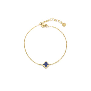 Armband Kleeblatt Gold/blau