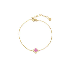 Armband Kleeblatt Gold/rosa