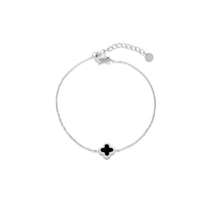 Armband Kleeblatt Silber/schwarz